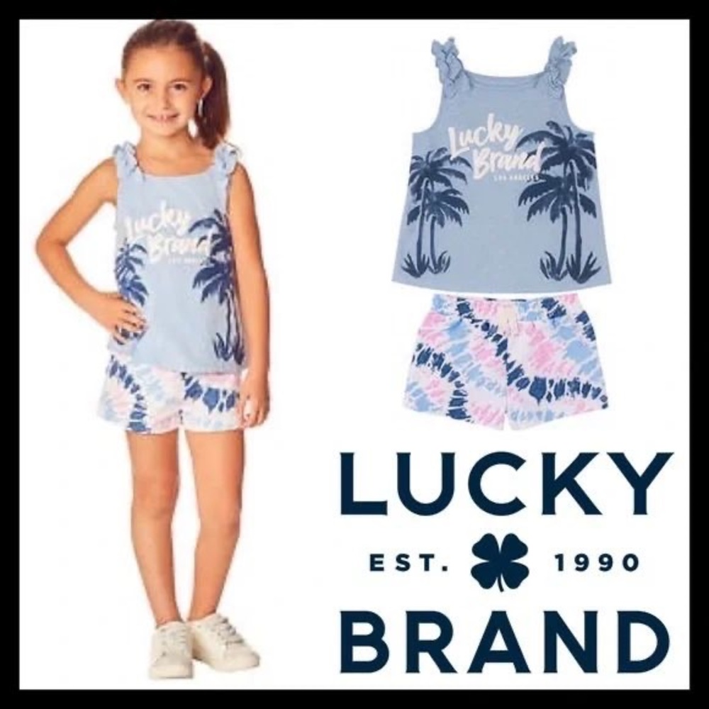 LUCKY BRAND Blue Tie Dye Girls
2 Piece Shorts Set - Picture 3 of 7